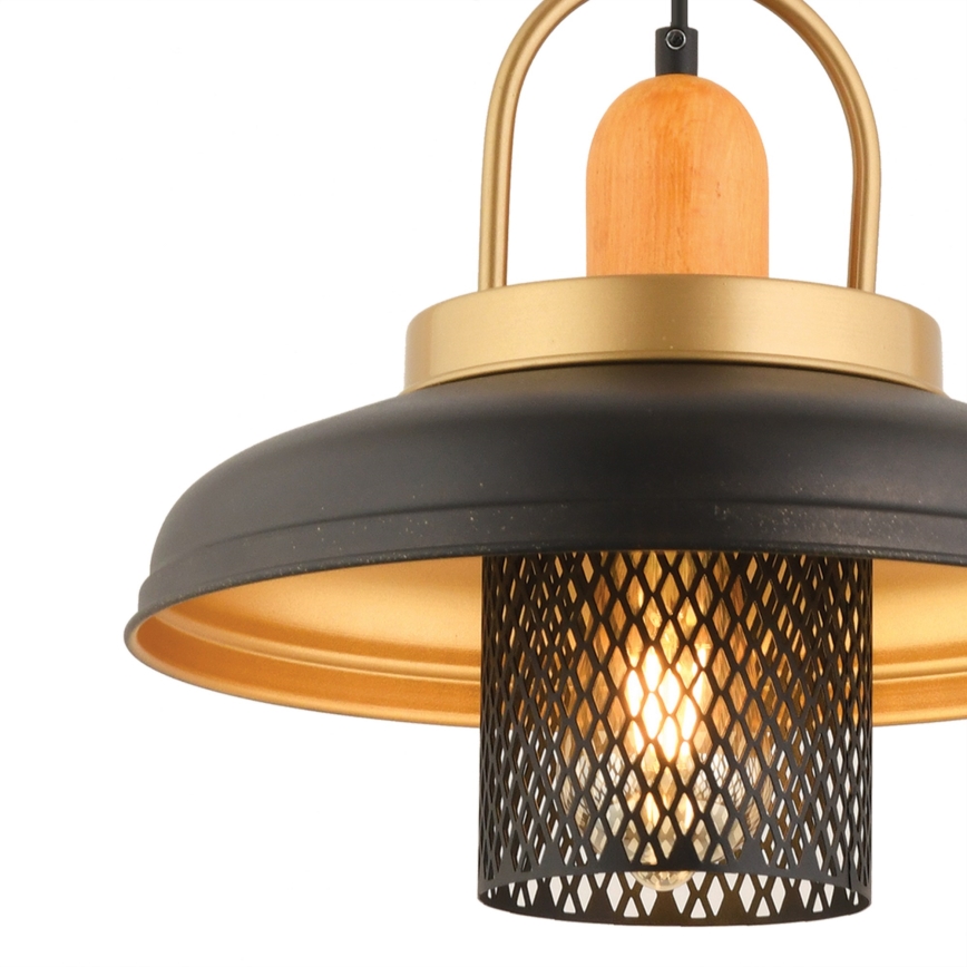 Полилей на кабел MONZA 1xE27/40W/230V пр. 32 см черен/златен