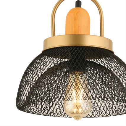 Полилей на кабел MONZA 1xE27/40W/230V Ø 29 см черно/златно