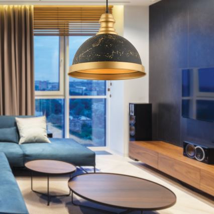 Полилей на кабел MONZA 1xE27/40W/230V Ø 29 см черен/бронзов