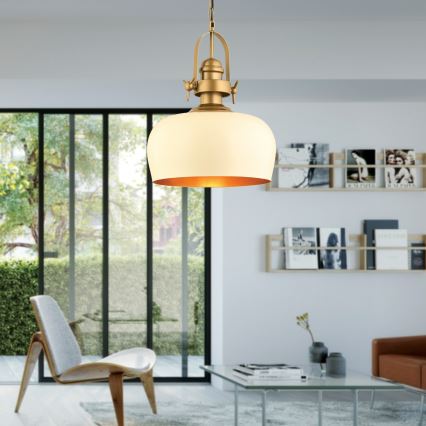 Полилей на кабел MONZA 1xE27/40W/230V Ø 30 см кремав/бронзов