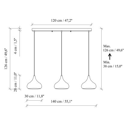 Полилей на кабел MUBA 3xE27/40W/230V черен