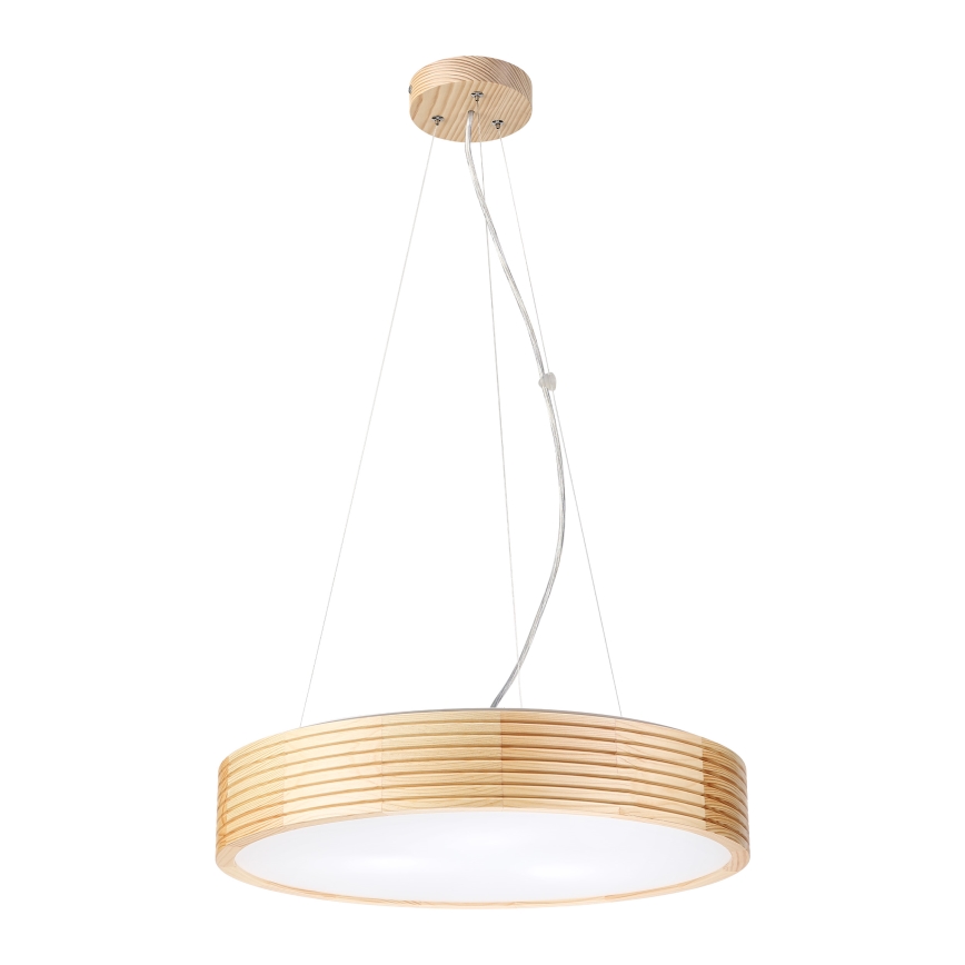 Полилей на кабел NATURAL MODERN 3xE27/15W/230V, диаметър 47,5 см, от борова дървесина