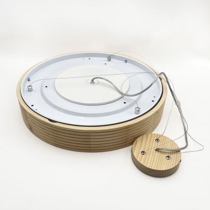 Полилей на кабел NATURAL MODERN 3xE27/15W/230V, диаметър 47,5 см, от борова дървесина