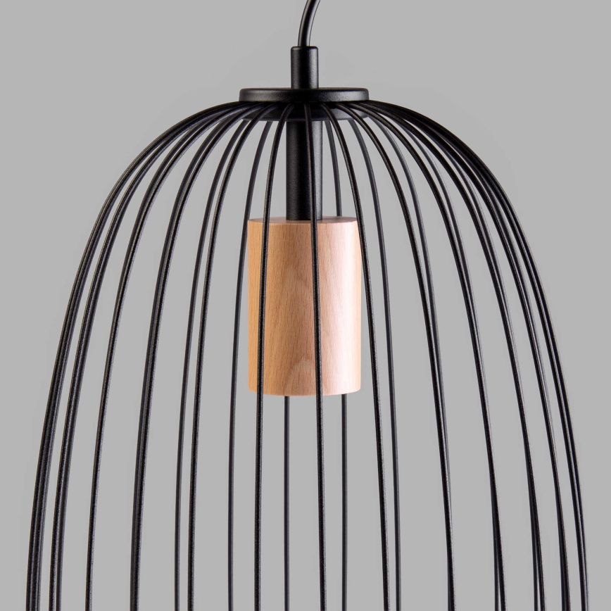 Полилей на кабел OVELLA 1xE27/15W/230V, диам. 25 см, черен/бор