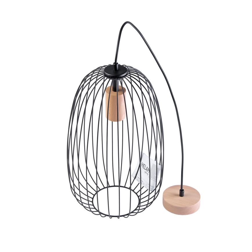Полилей на кабел OVELLA 1xE27/15W/230V, диам. 25 см, черен/бор
