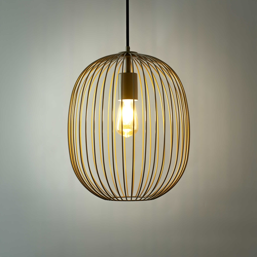 Полилей на кабел OVELLA 1xE27/15W/230V Ø 34 см сив