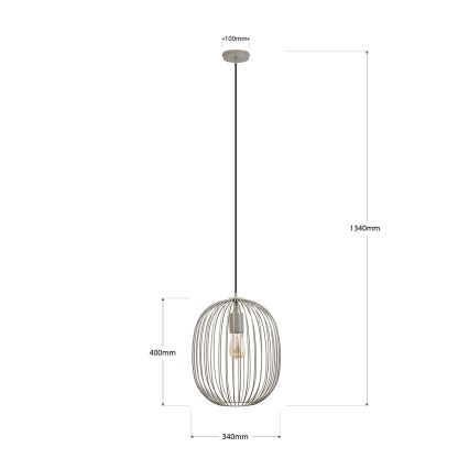 Полилей на кабел OVELLA 1xE27/15W/230V Ø 34 см сив