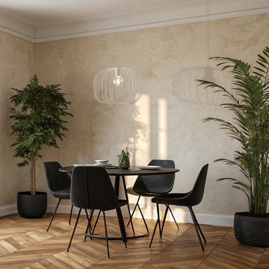 Полилей на кабел OVELLA 1xE27/15W/230V, Ø 46 см, кремав