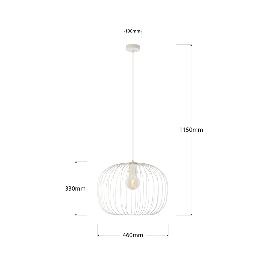 Полилей на кабел OVELLA 1xE27/15W/230V, Ø 46 см, кремав