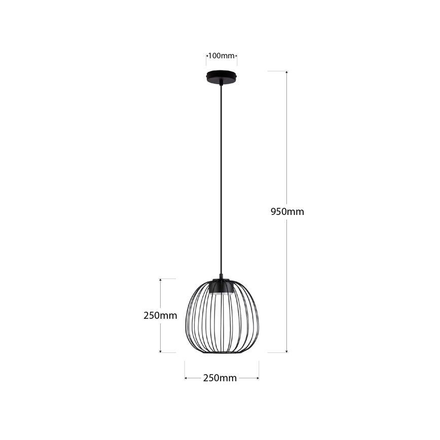 Полилей на кабел OVELLA 1xGX53/10W/230V Ø 25 см, черен