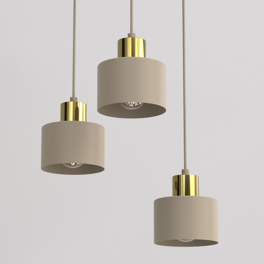 Полилей на кабел PARKLA 3xE27/15W/230V бежов/златист