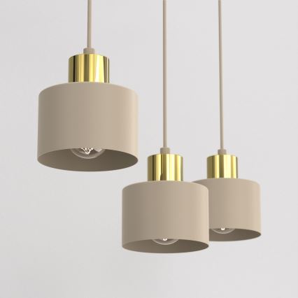 Полилей на кабел PARKLA 3xE27/15W/230V бежово/златно