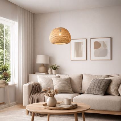 Полилей на кабел PETRA 1xE27/15W/230V бамбук