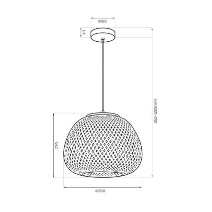 Полилей на кабел PETRA 1xE27/15W/230V бамбук