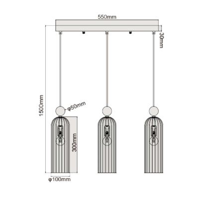 Полилей на кабел PIEGA 3xE14/40W/230V латун/бял