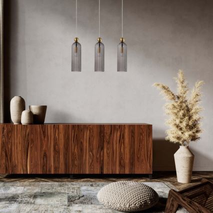 Полилей на кабел PIEGA 3xE14/40W/230V месинг/опушено черно