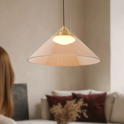 Полилей на кабел PRESTO 1xGX53/10W/230V Ø42 см златист/димчато бежов