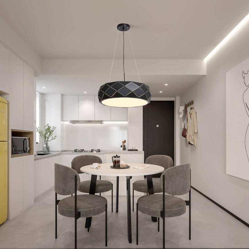 Полилей на кабел REUS 3xE27/40W/230V, диаметър 47 см, черен