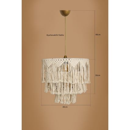 Полилей на кабел RIMINI 1xE27/40W/230V кремав