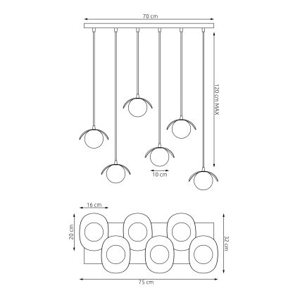 Полилей на кабел RITUAL 6xG9/8W/230V черен