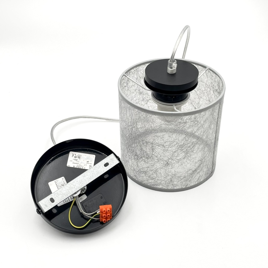 Полилей на кабел ROSA 1xE27/60W/230V черен/сив