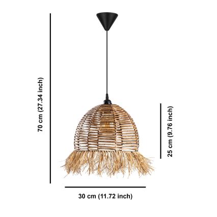 Полилей на кабел RUYO, 1xE27/40W/230V, кафяв