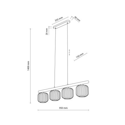 Полилей на кабел SALVIA 4xE14/10W/230V кафяв/димчато кафяв