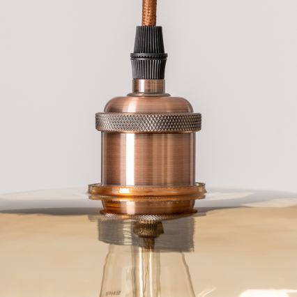 Полилей на кабел SEVENTIES E27/60W/230V - димчато/кафяв