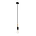 Полилей на кабел SIMON 1xE27/60W/230V черен/бук