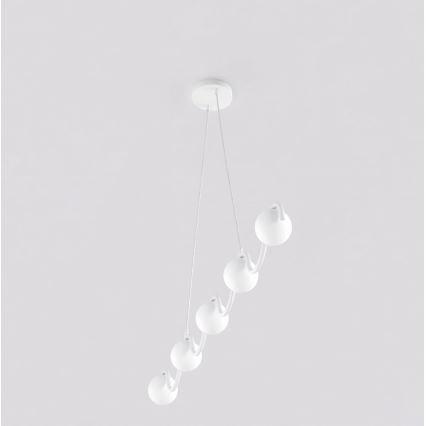 Полилей на кабел SINUS 5xG9/8W/230V бял