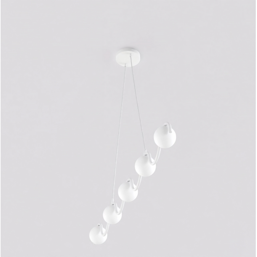 Полилей на кабел SINUS 5xG9/8W/230V бял