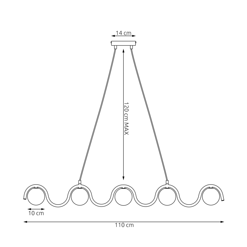 Полилей на кабел SINUS 5xG9/8W/230V черен