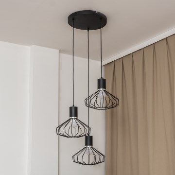 Полилей на кабел SOLANO 3xE27/15W/230V черен/лъскав хром