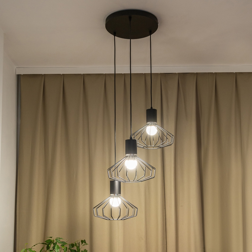 Полилей на кабел SOLANO 3xE27/15W/230V черен/лъскав хром