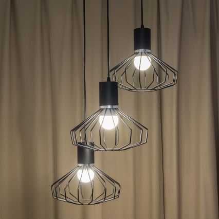Полилей на кабел SOLANO 3xE27/15W/230V черен/лъскав хром