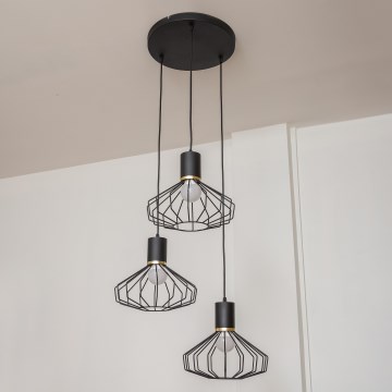 Полилей на кабел SOLANO 3xE27/15W/230V черен/златист