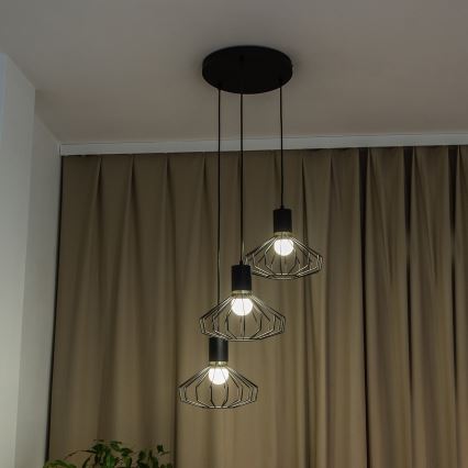 Полилей на кабел SOLANO 3xE27/15W/230V черен/златист