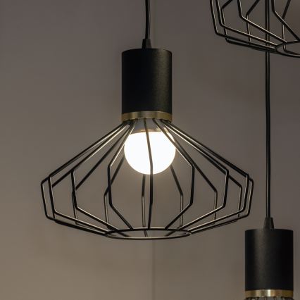 Полилей на кабел SOLANO 3xE27/15W/230V черен/златист