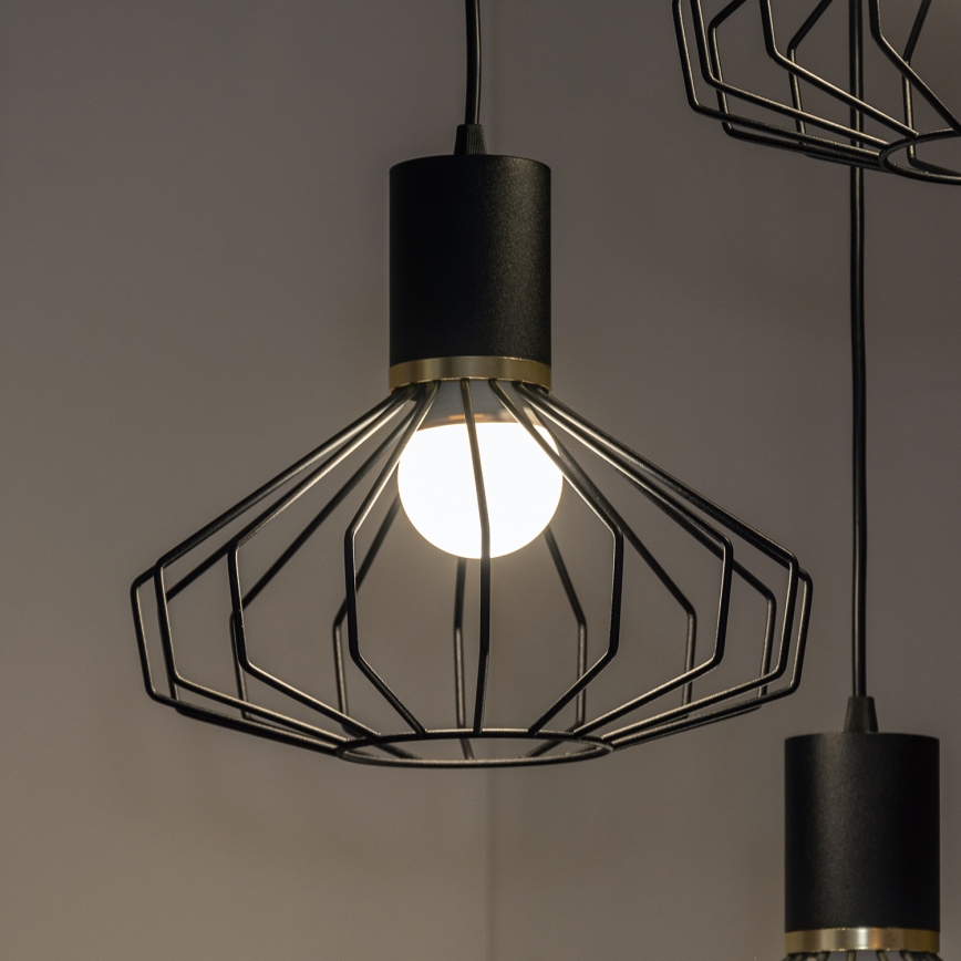Полилей на кабел SOLANO 3xE27/15W/230V черен/златист