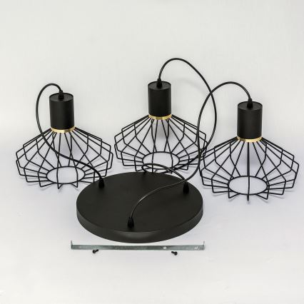 Полилей на кабел SOLANO 3xE27/15W/230V черен/златист