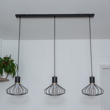 Полилей на кабел SOLANO 3xE27/15W/230V черно/златисто