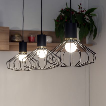 Полилей на кабел SOLANO 3xE27/15W/230V черно/златисто