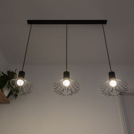 Полилей на кабел SOLANO 3xE27/15W/230V черно/златисто