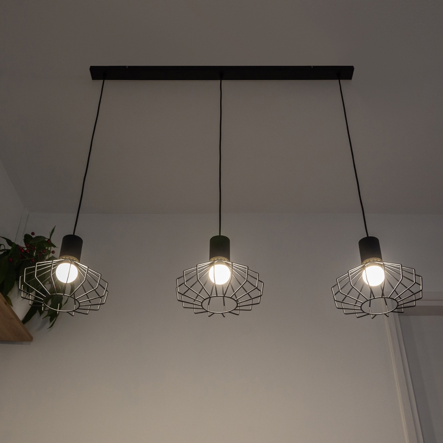 Полилей на кабел SOLANO 3xE27/15W/230V черно/златисто