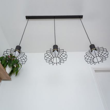Полилей на кабел SOLANO 3xE27/15W/230V черно/златисто