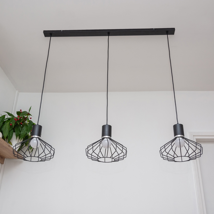 Полилей на кабел SOLANO 3xE27/15W/230V черен/лъскав хром