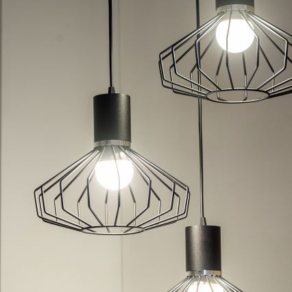 Полилей на кабел SOLANO 3xE27/15W/230V черен/лъскав хром