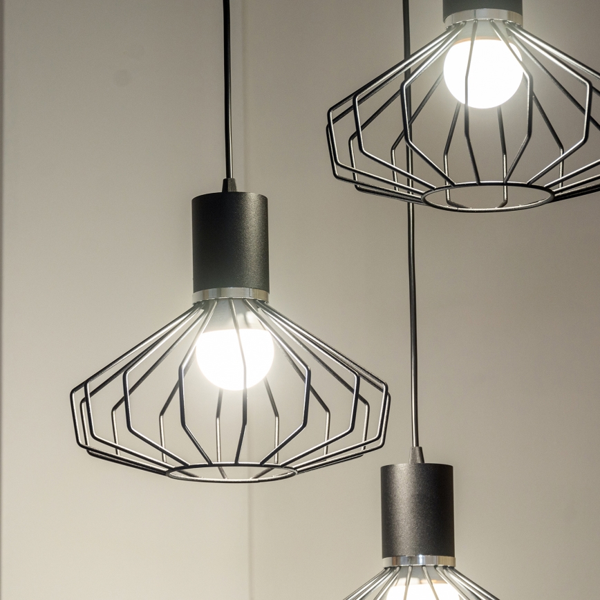 Полилей на кабел SOLANO 3xE27/15W/230V черен/лъскав хром