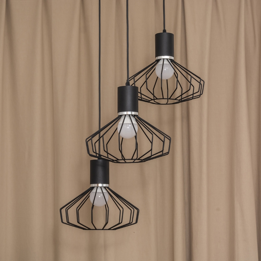 Полилей на кабел SOLANO 3xE27/15W/230V черен/лъскав хром