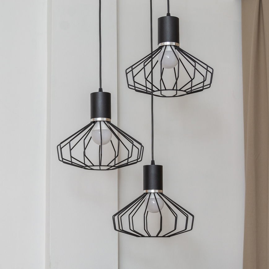 Полилей на кабел SOLANO 3xE27/15W/230V черен/лъскав хром